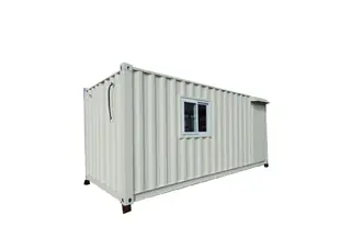 Container para campamento de obra, blanco y con ventana lateral
