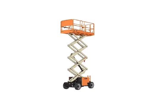 Alquiler de Plataforma de elevación tipo tijera en obra